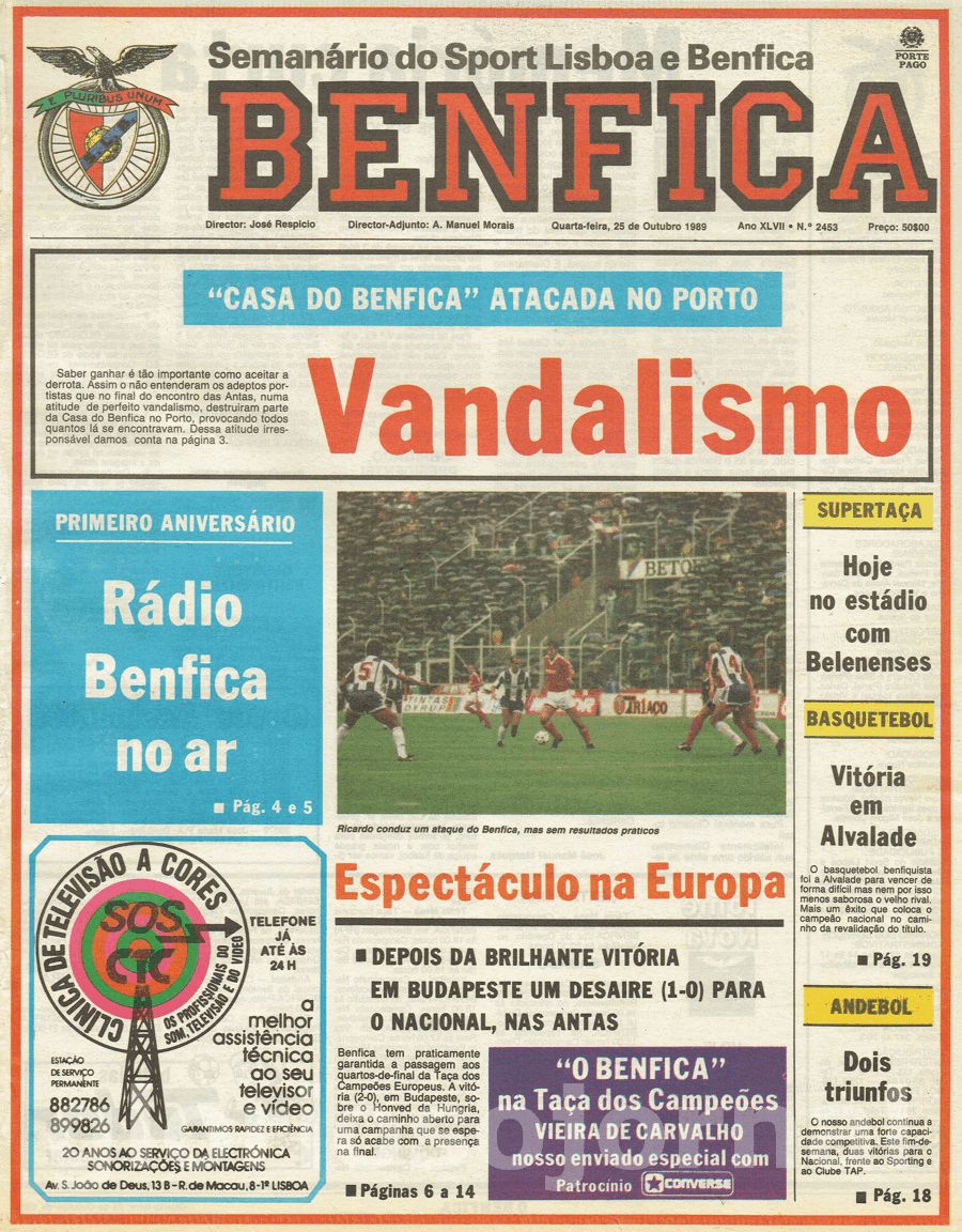 jornal o benfica 2453 1989-10-25